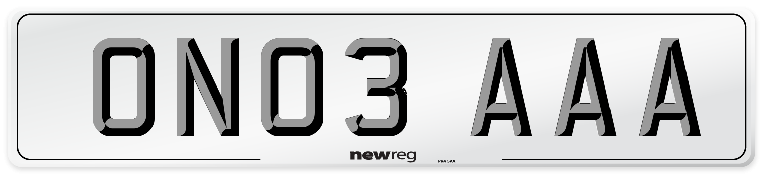 ON03 AAA Number Plate from New Reg